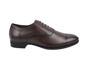 Chaussures Oxford marron pour hommes, bout rond, à lacets, en cuir véritable, semelle extérieure en caoutchouc, toutes saisons, style marche - Product Image 1