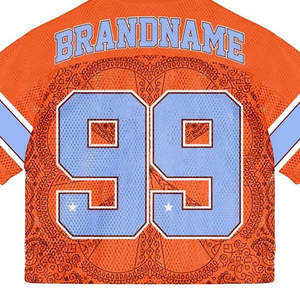 Camiseta de fútbol americano oversize personalizada gratis para hombre, estilo urbano, de malla, corte holgado, jersey de fútbol americano con sublimación y bordado. - Product Image 4