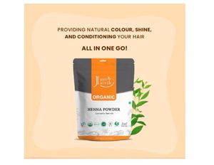 Henna en polvo orgánica certificada por el USDA de Just Jaivik para el cabello, certificada por OneCert Asia según el estándar orgánico del USDA, 227 g. - Product Image 3