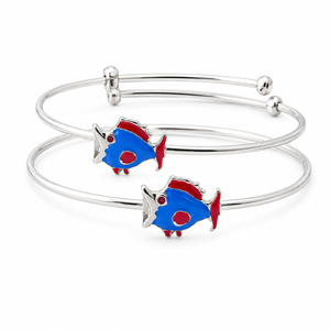 925 Sterling Silver Colorful Fish Charm Open Bangle <b>Bracelet</b> High Polish <b>Cute</b> Girls Fashion Jewelry Daily Wear Gift Party - Product Image 5