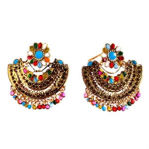 Fashion Earrings-Designer Multi Color Statement Earrings - Product Image 2
