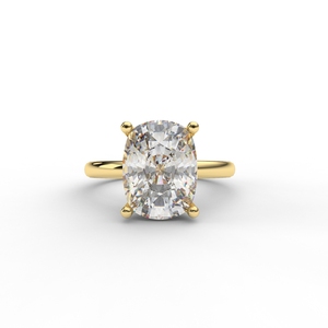 Anillo Elegante con Diamante de Laboratorio Corte Cojín, Banda Lisa, Oro Blanco/Rosa/Amarillo de 9K, Certificado IGI, Chapado en Rodio, para Mujer - Product Image 1