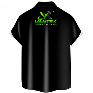 Chemise décontractée à manches courtes pour homme Vantex Sports, imprimé floral orange et noir, respirante, en popeline 100% polyester, boutonnage simple - Product Image 4
