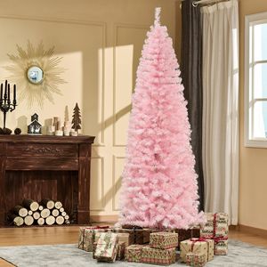 Albero di Natale Artificiale Rosa Pieghevole da 2,1 m con Apertura Automatica e Luci LED, Decorazione per Interni e Feste - Product Image 2