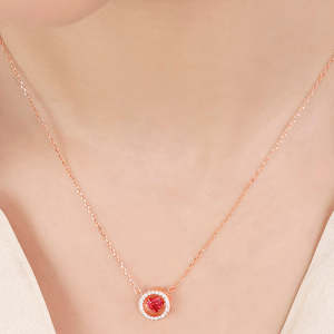 Collar con Colgante de Corazón Rojo al por Mayor, Chapado en Oro Rosa, Plata de Ley 925, Joyería Romántica de San Valentín, Regalo para Mujer - Product Image 3