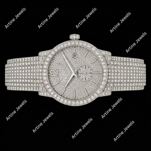 Iced Out Silver Crystal Dress <b>Watch</b> Full <b>Diamond</b> Style Dial Luxury Men’s Statement Wristwatch - Product Image 3