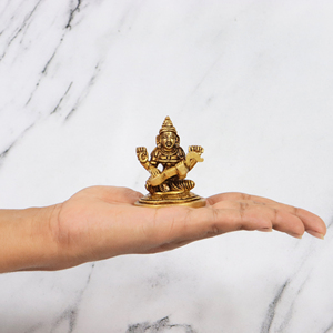 Handmade brass Goddess <b>statue</b> Goddess Saraswati figurine <b>Gold</b> tone tabletop sculpture Religious home decor <b>statue</b> - Product Image 4