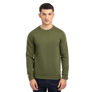 Sweat-shirt à col rond surdimensionné pour homme en molleton de coton uni de couleur personnalisée avec logo sur le devant, sweat-shirt de haute qualité et lourd - Product Image 2