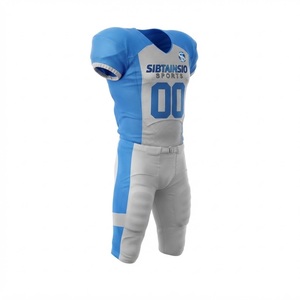 Conjunto de Uniforme de Fútbol Americano Personalizado Azul Cielo y Blanco, Jersey y Pantalones Acolchados, Uniforme de Equipo con Número de Jugador Sublimado, Ropa Deportiva - Product Image 3