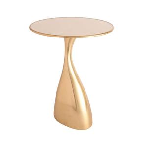 Modern <b>Marble</b> <b>Top</b> <b>Console</b> <b>Table</b> with Brass Pedestal Base Contemporary Living Room Accent Furniture - Product Image 2