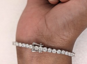 Women's 5.50 Ct Lab Grown Diamond Tennis Bracelet in <b>Solid</b> 14K White <b>Gold</b> Unique Wedding Anniversary Gift - Product Image 3