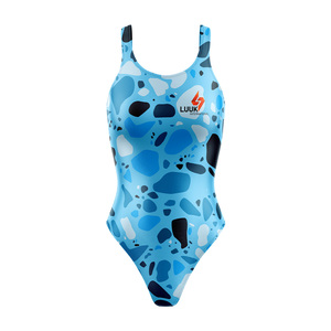 Luuk International Maillot de bain une pièce pour femme, imprimé abstrait bleu, séchage rapide, en spandex et polyester - Product Image 2