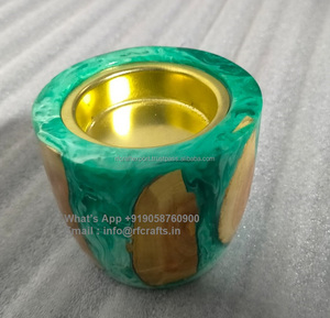 Mubkhar ศิลปะสมัยใหม่สไตล์ bukhoor เตาไม้อีพ็อกซี่เรซินสีเขียวสำหรับบ้านกลิ่นหอมงานแต่งงานของขวัญตกแต่งลวดลาย (พืช) - Product Image 2