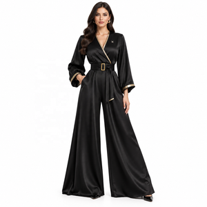Combinaison sans manches et sans bretelles en nylon et élasthanne pour femme, style palazzo, longueur intégrale |   Noir Blanc Rouge Bleu Beige |   OEM ODM |   Femmes - Product Image 1