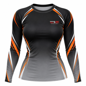 Rashguard pour femmes en tissu polyester extensible quadridirectionnel, coupe confortable, manches longues, construction respirante, anti-humidité - Product Image 1