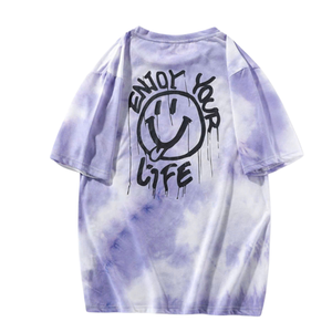 เสื้อยืดผ้าฝ้ายพิมพ์ลายแบบไล่ระดับสีสำหรับซักแบบ100% ขนาดใหญ่ย้อมด้วยมือจากเวียดนาม - Product Image 4