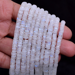 ลูกปัดมูนสโตนขนาด 5 มม.-6 มม. ทรงเฮชิเหลี่ยมเพชรพลอย สีฟ้าธรรมชาติ ขาวรุ้ง มูนสโตนเจมสโตนทรงยางรอนเดลล์ สำหรับทำเครื่องประดับ - Product Image 3