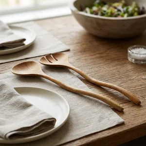 Acacia Wood <b>Salad</b> Server Set Eco-Friendly Dishwasher Microwave & Oven Safe with <b>Salad</b> <b>Tools</b> - Product Image 5