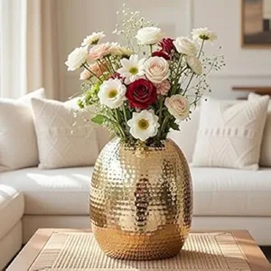 High Sell Stylish Design Flower <b>Vase</b> With <b>Stand</b> Copper Modern Hammered Metal Tabletop Bowl Shape Wedding Home Decor Flower <b>Vase</b> - Product Image 2
