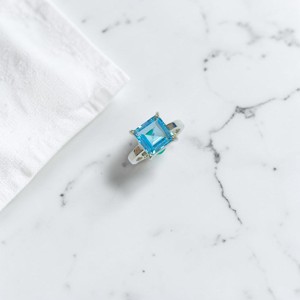 Bagues en argent avec pierre précieuse topaze bleue, argent sterling 925, bagues carrées, pierre précieuse de bonne qualité, prix de gros, bijoux en argent - Product Image 2