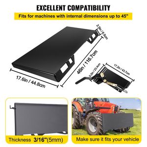 Attache rapide pour mini-chargeuse 85LBS, plaque d'attache rapide pour mini-chargeuse 3/8 po, hauteur 18,5 po, accessoire pour mini-chargeuse - Product Image 3