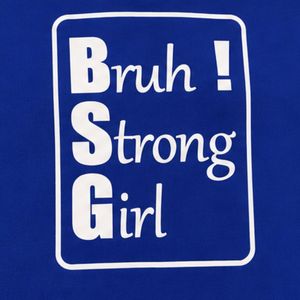 <b>Womens</b> Royal Blue Oversized Sweatshirt <b>White</b> Strong Girl Graphic Print Crew Neck Long Sleeve Casual Streetwear Fashion Pullover - Product Image 5