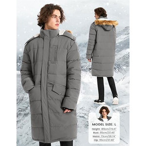 <b>Men</b>’s <b>Long</b> Puffer <b>Jacket</b> Winter Fleece Coat Warm Hooded Water Resistant Thick Insulated Puffy <b>Jacket</b> Cold Weather Outerwear - Product Image 4