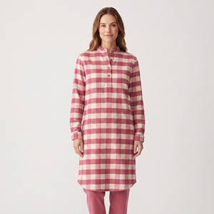 Camisones de Franela para Dormir, Camisas Largas de Franela para Mujer, 100% Franela, Manga Larga, Camisa Larga a Cuadros para Mujer - Product Image 6