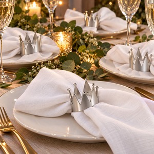 Anillo de Servilleta de Metal de Diseño de Lujo con Acabado Cepillado, Accesorio de Mesa para Cafetería, Hotel, Banquete, Decoración de Comedor, Juego de Mesa para Eventos y Bodas - Product Image 1