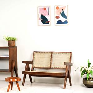 Sofá de Ratán de 4 Plazas para Exteriores, Estilo Pierre Jeanneret, con Patas en V, de Madera Maciza, Duradero, de Mediados de Siglo, Moderno, Venta al por Mayor - Product Image 5