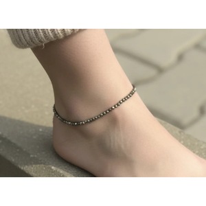 Tobillera de cristal hecha a mano al por mayor con cuentas de pirita natural, joyería de pie de moda de la India, pulsera de perlas de la prosperidad - Product Image 1