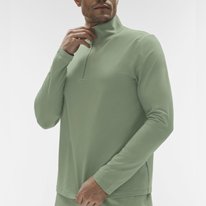 Custom Logo Men's Long Sleeve Athletic Top Half <b>Zip</b> Breathable Sports Fitness <b>Shirt</b> - Product Image 1