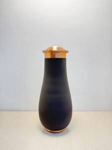 Premium Matte Black Pure <b>Copper</b> Bedside Carafe Jar 1500ml <b>Powder</b> Coated Charcoal Ayurvedic Pot Luxury Wellness Metal Drinknware - Product Image 6