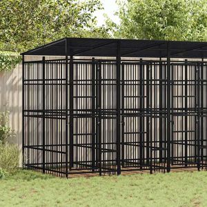Caseta para Perros Grande de Acero con Recubrimiento en Polvo Negro, Casa para Mascotas y Muebles - Product Image 1