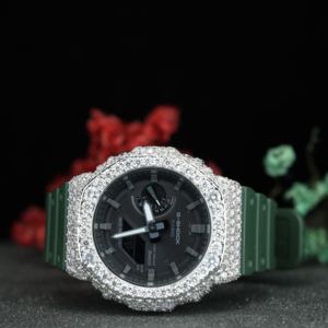 Montre Hip Hop VVS Moissanite Iced Out, Montre Diamantée Bust Down, Mouvement Quartz, Bracelet Vert Luxe, Vente en Gros - Product Image 6