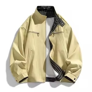 <b>Men's</b> Eco-Friendly <b>Long</b> Washed Front Zipper Loose Lapel Coats & <b>Jackets</b> Simple Versatile Casual Spring Autumn - Product Image 4