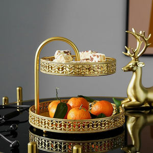 <b>Decorative</b> Gold Iron Dessert <b>Cake</b> Stand with <b>Flower</b> Border for Wedding Birthday Anniversary Buffet Display and Home <b>Decor</b> - Product Image 4