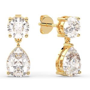 REYES Classic Design 14K Solid Gold 4.7 Carat Lab Grown Diamond Screw <b>Back</b> <b>Drop</b> Earrings For Women IGI Certificated Fine Jewelry - Product Image 1