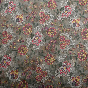 Tela de encaje floral de malla de georgette de calidad exportación con bordado maltado premium para vestidos de novia y prendas de ocasión. - Product Image 6