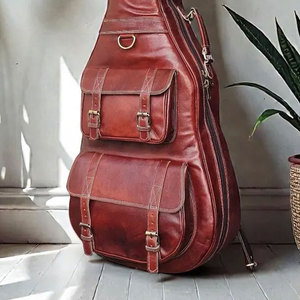 Bolsas de Guitarra de Cuero de la Mejor Calidad, Bolsas de Guitarra de Cuero de Alta Calidad al por Mayor, Bolsas de Guitarra de Cuero Impermeables de Color Sólido - Product Image 5