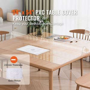 Tapete de PVC Transparente de 2.0 mm de Grosor, 54 x 54 Pulgadas, Cubierta de Mesa de Plástico Impermeable, Protector de Alfombra Fácil de Limpiar para Mesas Cuadradas - Product Image 6