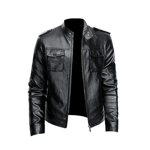 Outdoor Breathable Winter <b>Men's</b> Standing Collar Motorcycle Genuine Leather Streetwear <b>Jacket</b> with <b>Sherpa</b> Lining - Product Image 5