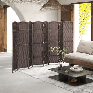 8-Panel 5.6FT Tall Brown <b>Folding</b> <b>Room</b> <b>Divider</b> <b>Screen</b> Paper Freestanding Privacy <b>Screen</b> Partition for Home Office Easy-to-Fold - Product Image 2