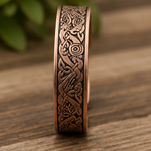 Rustic Vintage Nordic Bird Magnetic Pure Copper Band Bracelet Fashionable Metal Jewelry Exquisite Embossed Design - Product Image 5