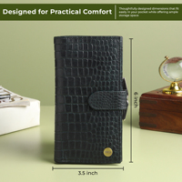 Dompet Clutch Bertekstur Kulit Asli Wanita WRIZA |   10 Slot Kartu Kantong Koin Dompet Logo Tahan Air RFID Emerald
