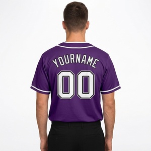 Camiseta de Béisbol para Hombre, Morada, de Malla, Manga Corta, con Botones al Frente, Nombre y Número del Equipo Personalizados, Impresión Serigrafiada, Absorbe la Humedad, Corte Regular - Product Image 3