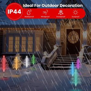 Luci Solari a 7 Colori per Albero di Natale (Confezione da 4) IP44 Impermeabili per Esterni, Decorazione Realistica in Fibra Ottica a Forma di Cedro, Luci da Giardino - Product Image 4