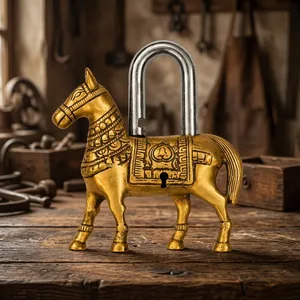 Candado de Latón con Forma de Caballo, Candado Decorativo con Diseño de Animal, Candado de Metal con Estilo Ecuestre Clásico para Decoración del Hogar - Product Image 2