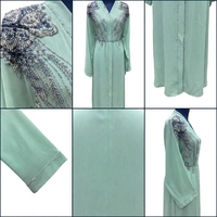 Robe Abaya de Luxe pour Femmes Adultes, Broderie Florale, Polyester, Vêtement Islamique Modeste, Légère, Séchage Rapide, Anti-Plis, Printemps
