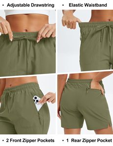 Women Hot Shorts Breathable Mid Waist Drawstring Sporty Sweat <b>Coloured</b> Pockets Summer Running Yoga Workout Hiking Fitness Quick - Product Image 5